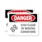 Signmission Stay Clear Of Moving Conveyors Danger Sign, Plastic, 10in W x 7in L, 2PK OS-2PACK-DS-P-710-L-1579 - alternate 1